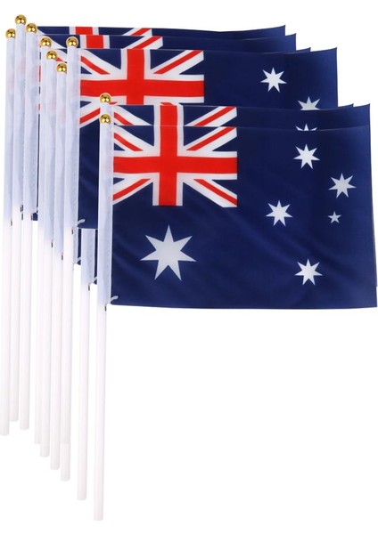 12 Adet El Sallama Beyaz Kutuplu Avustralya Bayrakları (Yurt Dışından)