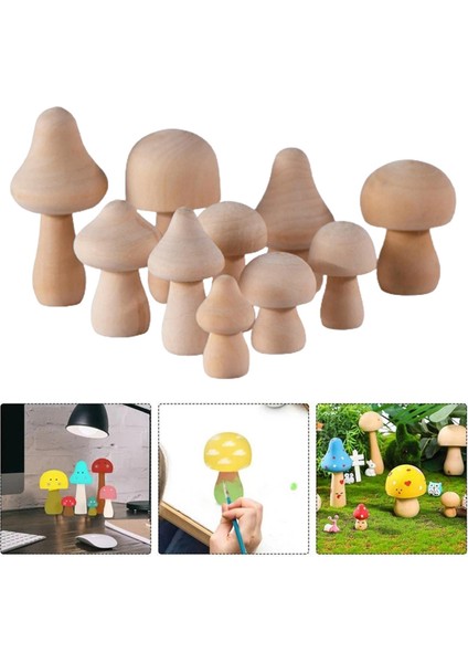 10 Adet Süsler Için Doğal Bitmemiş Mantar Peg Bebekler Peri Bahçesi Ev 10 Pcs Mantar modelleri