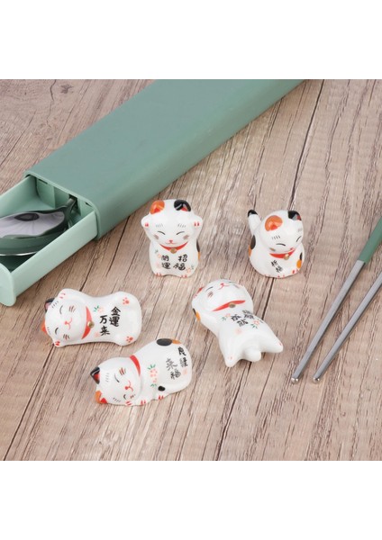 Şanslı Kedi Çatal Kaşık Dinlenme Durma Poz Poz 4(Yurt Dışından)