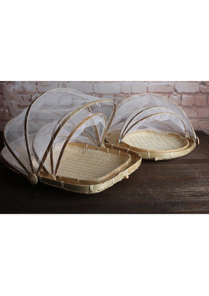 Bambu Gıda Servis Çadır Tepsisi Mesh Gıda Depolama Sepeti Sunucusu 15 '' L Tur