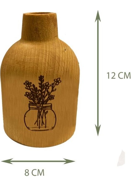 Ahşap Mini Vazo Ev Aksesuarı - Çiçek Desenli 12CM fiyatları
