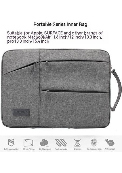Kanvas İçi Astarlı Notebook Çantası - Gri (Yurt Dışından) fırsatları