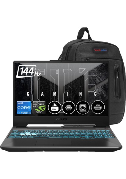 Tuf F15 Gaming FX506HC-HN375 Intel Core I5 11400H 16GB 512GB SSD 4gb RTX3050 144Hz WINDOWS11HOME 15.6" Taşınabilir Bilgisayar HN37525+ZETTAÇANTA