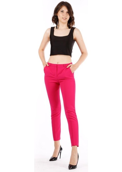Kadın Yüksek Bel Bilek Boy Düz Kesim Pantolon