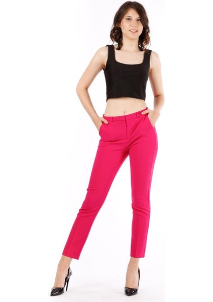 Kadın Yüksek Bel Bilek Boy Düz Kesim Pantolon fırsatları