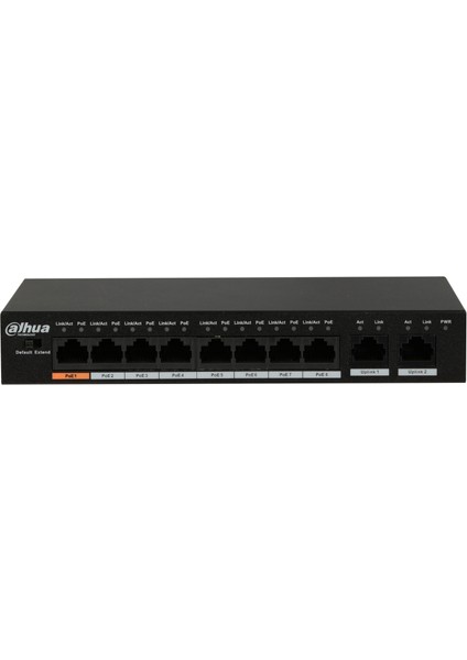 PFS3010-8ET-96, 8 Port, Megabit, 8 Port Poe, 96W, +2 Port Gigabit Uplink, Yönetilemez, Masaüstü Switch
