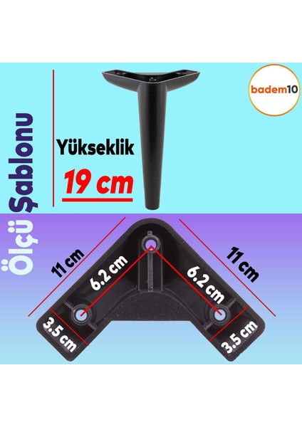 Piko Lüks Mobilya Kanepe Sehpa Tv Ünitesi Koltuk Ayağı 19 cm Siyah Baza Ayakları fırsatları