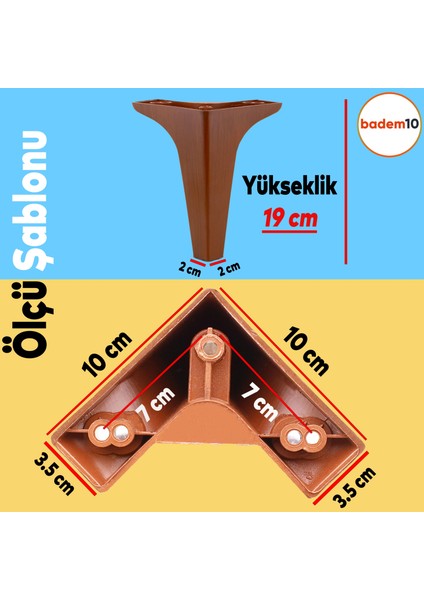 Sedef Lüks Mobilya Kanepe Sehpa Tv Ünitesi Koltuk Ayağı 19 cm Ahşap Desenli Kahverengi Baza Ayakları