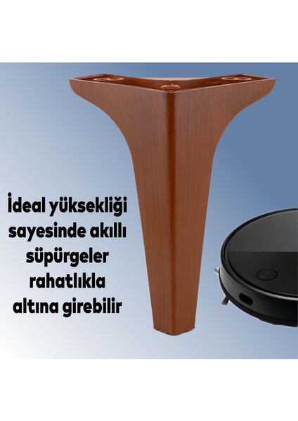 Sedef Lüks Mobilya Kanepe Sehpa Tv Ünitesi Koltuk Ayağı 19 cm Ahşap Desenli Kahverengi Baza Ayakları