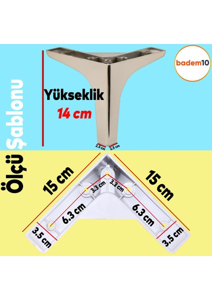 Sedef Lüks Mobilya Kanepe Sehpa Tv Ünitesi Koltuk Ayağı 14 cm Parlak Krom Baza Ayakları