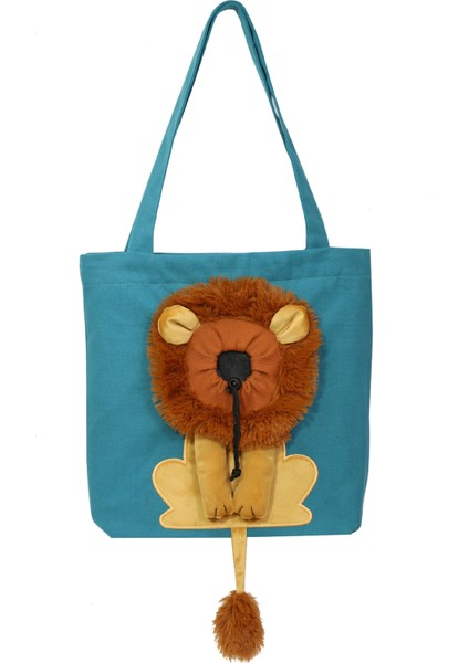 Aslan Şeklinde Kanvas Outdoor Pet Omuz Çantası - Mavi (Yurt Dışından)