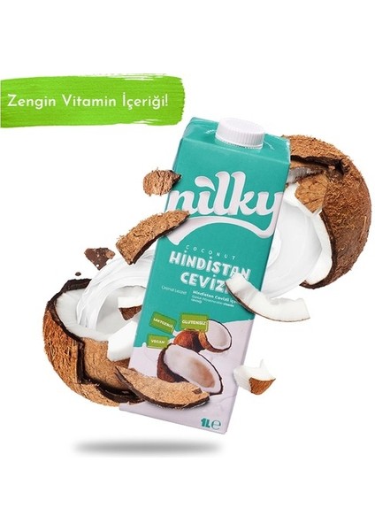 Hindistan Cevizi Sütü Glütensiz Bitkisel Bazlı Laktosuz Vegan 3x1 lt