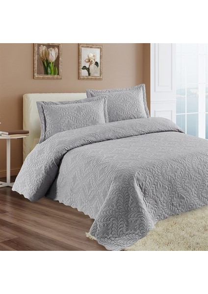 Home Lily Gri Microfiber Kapitone Çift Kişilik Yatak Örtüsü 23415