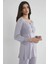 Kadın Penye Dantelli Pijama Takımı 1241 Royal 2