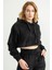 Kapüşonlu Crop Boy Oversize Kadın Sweatshirt 1