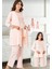 Kadın Bordo 3'lü Emzirme Detaylı Uzun Kollu Lohusa Pijama Gecelik Takımı 3845 TP-3845 2