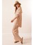 Kadın Bej Oversize Alt-Üst Ikili Örme Takım HZL23W-BD158581 3