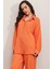 Kadın Oranj Oversize Alt-Üst Ikili Örme Takım HZL23W-BD158581 1