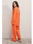 Kadın Oranj Oversize Alt-Üst Ikili Örme Takım HZL23W-BD158581 5