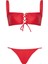 Kuşgözlü Straplez Kırmızı Bikini Takımı 3