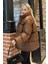 Kahverengi Basic Oversize Kadın Şişme Mont MG1582 1