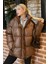 Kahverengi Basic Oversize Kadın Şişme Mont MG1582 2