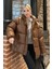 Kahverengi Basic Oversize Kadın Şişme Mont MG1582 4