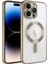 Caseworld Apple iPhone 14 Pro Max Mag Safe Özellikli Lens Korumalı Logo Gösteren Şeffaf Luxury Silikon Kılıf - Gold 1