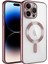 Caseworld Apple iPhone 14 Pro Max Mag Safe Özellikli Lens Korumalı Logo Gösteren Şeffaf Luxury Silikon Kılıf - Rose Gold 1