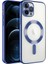 Caseworld Apple iPhone 11 Pro Max Mag Safe Özellikli Lens Korumalı Logo Gösteren Şeffaf Luxury Silikon Kılıf - Mavi 1