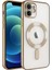 Caseworld Apple iPhone 12 Mag Safe Özellikli Lens Korumalı Logo Gösteren Şeffaf Luxury Silikon Kılıf - Gold 1