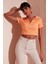 Slim Fit Polo V Yaka Crop Bluz Bayan Bluz 5865035 2