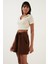 Slim Fit Polo V Yaka Crop Bluz Bayan Bluz 5865035 2