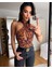 Kadin Bordo/turuncu Renkli Çiçek Desenli Göğüs Dekolteli Pamuk Triko Kumaş Body Suit 1