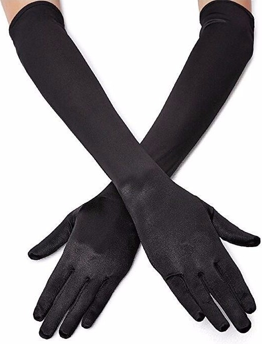 Skygo Siyah Renk Dirseğe Kadar Uzun Kumaş Eldiven