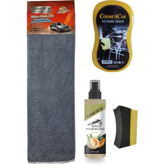hepsiburada CosmetiCar 4'lü Oto Temizlik Seti 50X70 cm Mikrofiber Bez Yıkama Süngeri Lastik Parlatma Süngeri Kavun Kokusu hepsiburada CosmetiCar 4'lü Oto Temizlik Seti 50X70 cm Mikrofiber Bez Yıkama Süngeri Lastik Parlatma Süngeri Kavun Kokusu