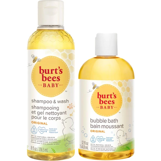 Burts Bees Bebek Saç ve Vücut Şampuanı - Baby Bee Shampoo Body Wash 235ML+BEBEK Banyo Köpüğü 350ML