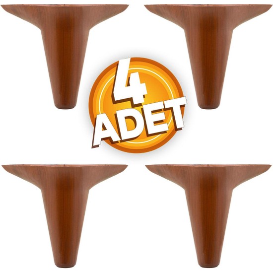 Badem10 Aspen Lüx Mobilya Kanepe Sehpa Ünite Koltuk Ayağı Ahşap Desenli 12 cm Kahverengi Baza Ayak (4 ADET)
