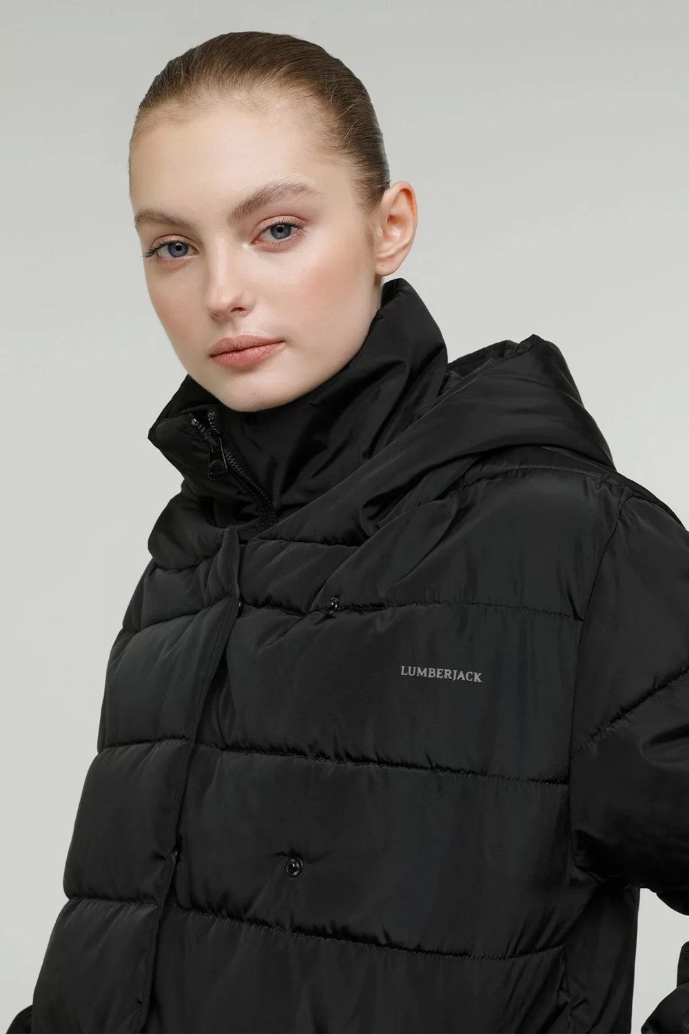 Lumberjack SN71 Short Karina Coat Bayan Mont - Siyah görsel 2