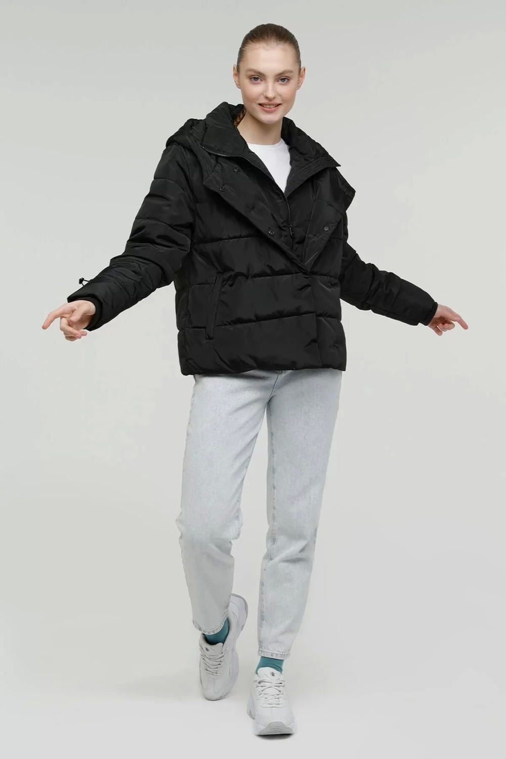 Lumberjack SN71 Short Karina Coat Bayan Mont - Siyah görsel 3