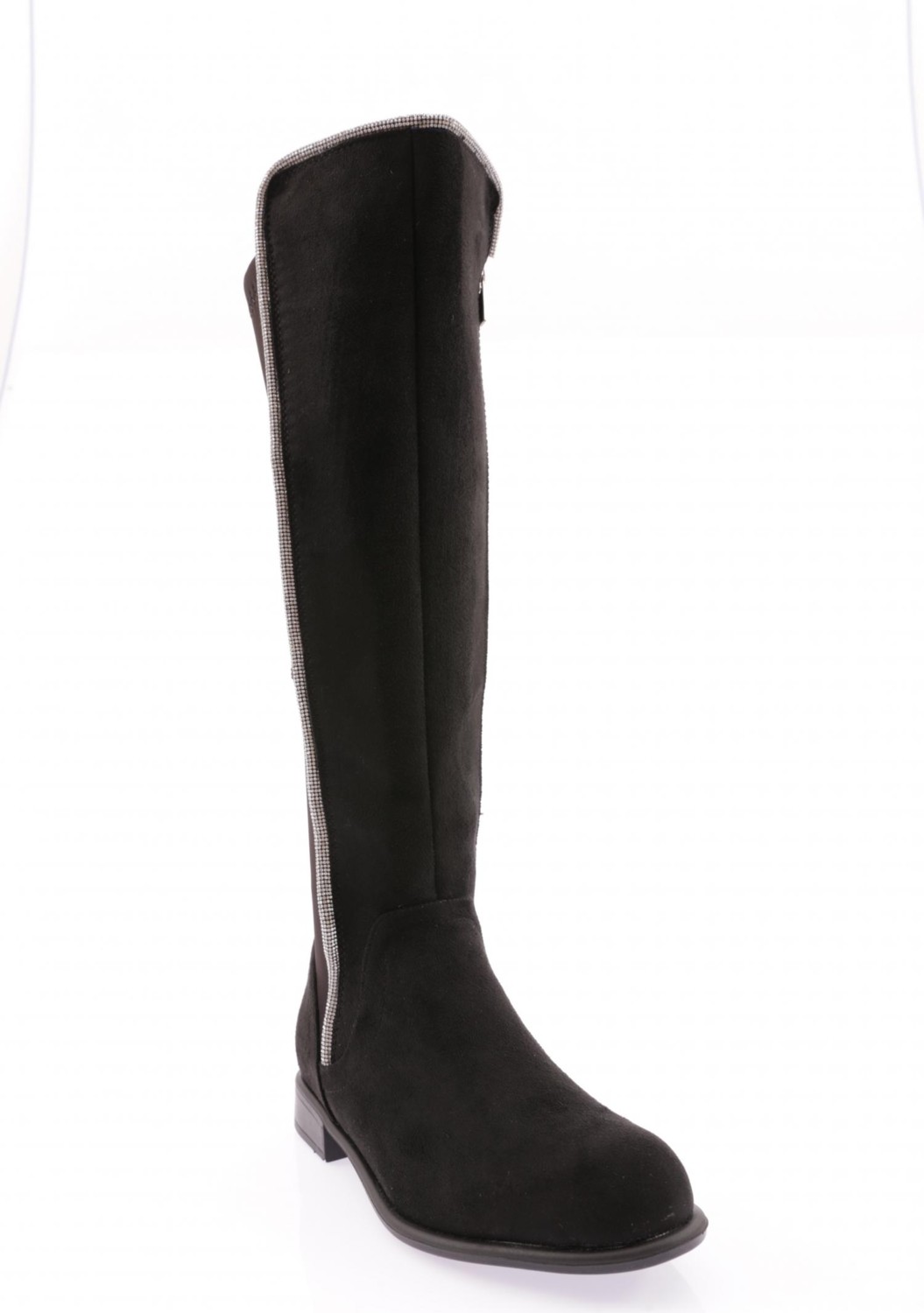 DGN 508 Kadın Arkası Stretch Yan Taşlı Şerit Knee High Flats Çizme görsel 2
