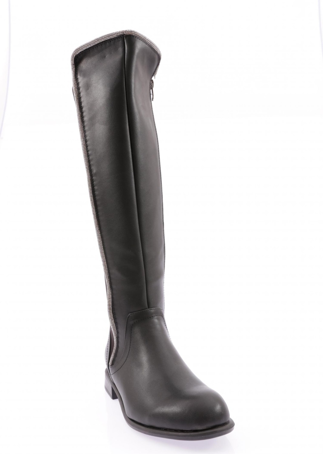 DGN 508-22K Kadin Arkasi Stretch Yan Taşli Şerit Knee High Flats Çizme görsel 2