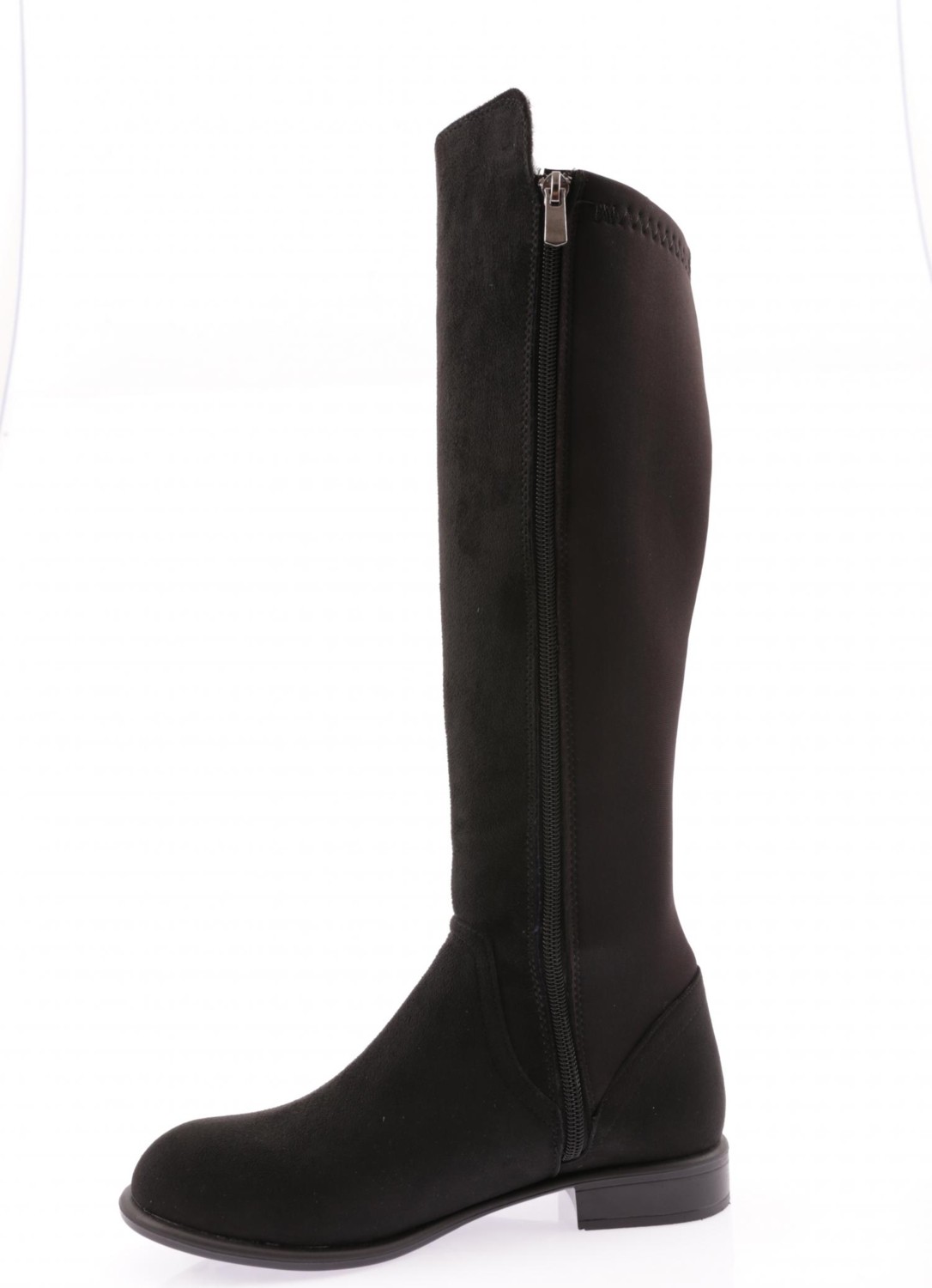 DGN 501 Kadın Knee High Flats Çizme 20K Siyah Suni Deri Arkası Stretch Şık Tasarım görsel 3