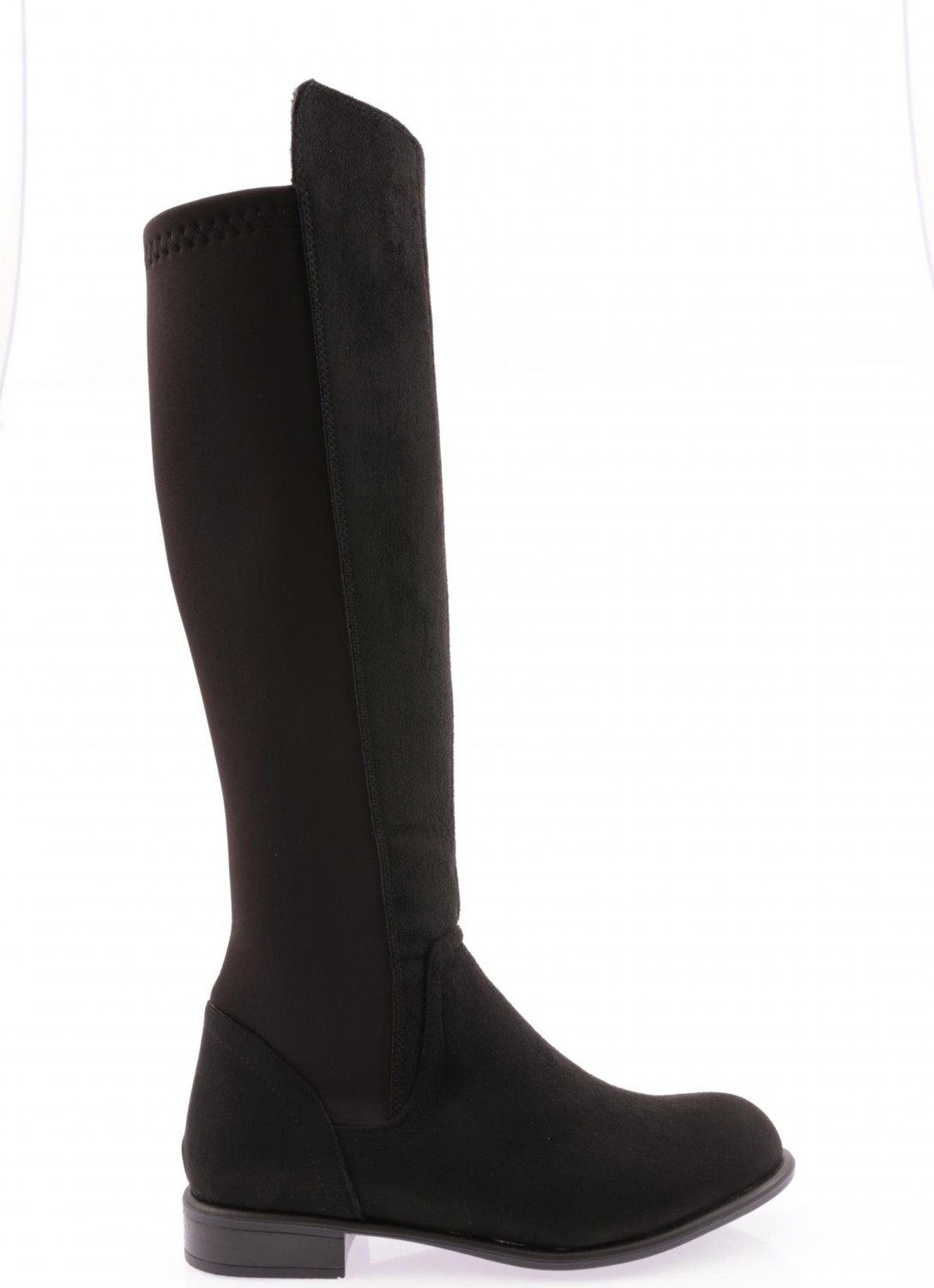 DGN 501 Kadın Knee High Flats Çizme 20K Siyah Suni Deri Arkası Stretch Şık Tasarım