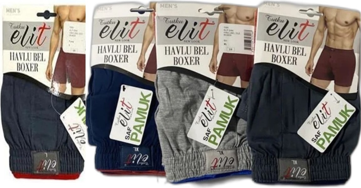 Tutku Elit 1254 Erkek Boxer Bambu Elastan Yumuşak Doku Konforlu Karışık Boxer 4 Lü Paket