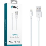 Ttec Lightning 2A USB 1m iPhone Kopmaz Hızlı Şarj ve Senkronizasyon Data Kablosu