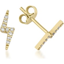 Kairos Jewelry 14 Ayar Altın Taşlı Şimşek Çivi Küpe KRS-K10-14GRZ