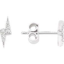 Altın Sepeti Beyaz Altın Taşlı Yıldırım Küpe