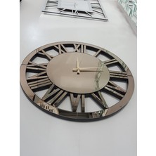 Ayna Denizi Circle Bronze Model Bronz Renk 60 Cm Dekoratif Aynalı Duvar Saati