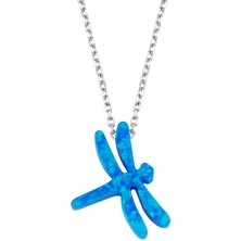 Altın Sepeti Gümüş Mavi Opal Renkli Taşlı Yusufçuk Kolye